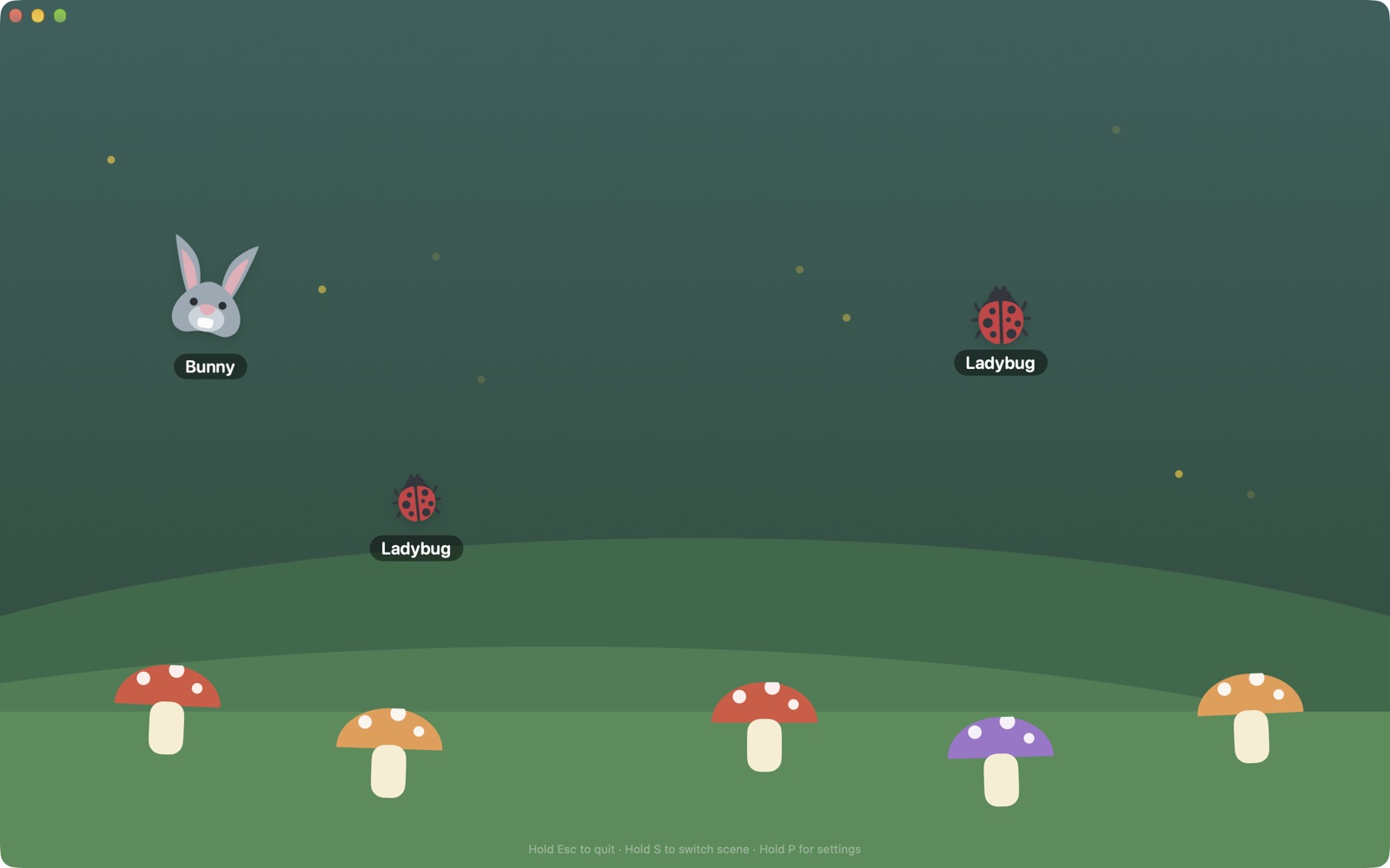 In-app view: animals popped up in the Mushroom Forest scene